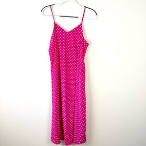 Natori Vintage Pink Polka Dot Long Slip Dress